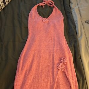 SHEIN Pink Halter Midi Dress